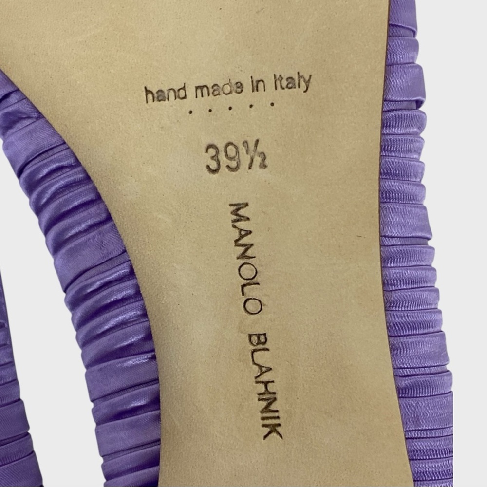 Manolo Blahnik New in Box Hangisi Purple Pleated Satin Pumps Size 39 1/2 - Picture 9 of 12